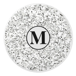 Monogram Modern Wit en Grijs Terrazzo Patroon Keramische Knop
