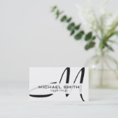 Monogram Modern Witte Achtergrond Visitekaartje (Staand voorkant)