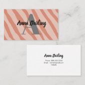 Monogram Modern Zebra Print Visitekaartje (Voorkant / Achterkant)