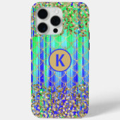 Monogram Modern Zeemeermin Glitter Groen Blauw Case-Mate iPhone Case (Achterkant)