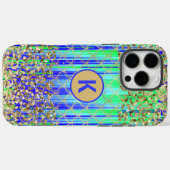 Monogram Modern Zeemeermin Glitter Groen Blauw Case-Mate iPhone Case (Achterkant (horizontaal))