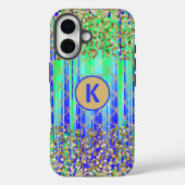 Monogram Modern Zeemeermin Glitter Groen Blauw Case-Mate iPhone Case (Achterkant)