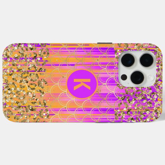 Monogram Modern Zeemeermin Glitter Paarse Sinaasap Case-Mate iPhone Case (Achterkant (horizontaal))