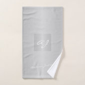 Monogram modern zilvergrijs elegant metallic bad handdoek (Handdoek)