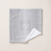 Monogram modern zilvergrijs elegant metallic bad handdoek (Wasdoekje)