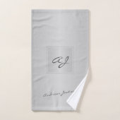 Monogram modern zilvergrijs elegant metallic bad handdoek (Handdoek)