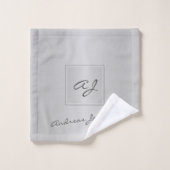 Monogram modern zilvergrijs elegant metallic bad handdoek (Wasdoekje)