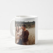 Monogram modern zwart gepersonaliseerde fotofamili koffiemok (Voorkant links)