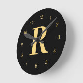 Monogram Modern Zwart Goud Ronde Klok (Hoek)