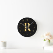Monogram Modern Zwart Goud Ronde Klok (Huis)