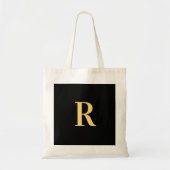 Monogram Modern Zwart Goud Tote Bag (Voorkant)