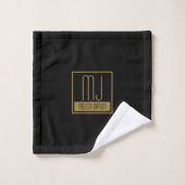 Monogram modern zwart-goudInitiaal Bad Handdoek (Wasdoekje)