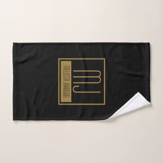 Monogram modern zwart-goudInitiaal Bad Handdoek (Handdoek)