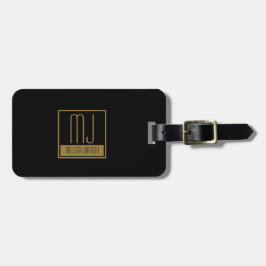 Monogram modern zwart-goudInitiaal Bagagelabel