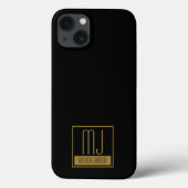 Monogram modern zwart-goudInitiaal Case-Mate iPhone Case (Achterkant)