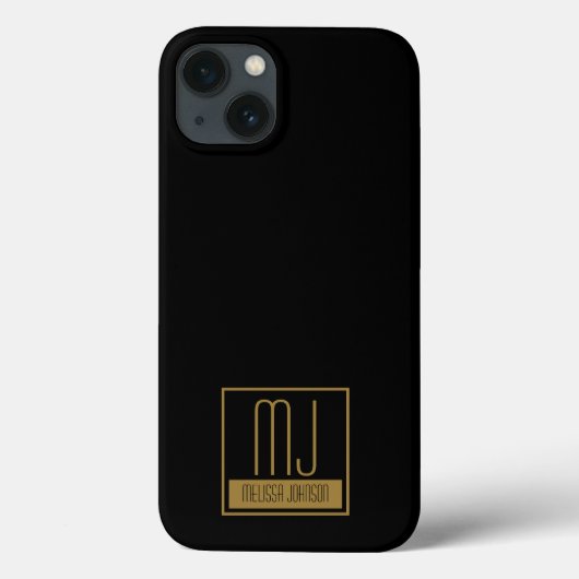 Monogram modern zwart-goudInitiaal Case-Mate iPhone Case (Achterkant)