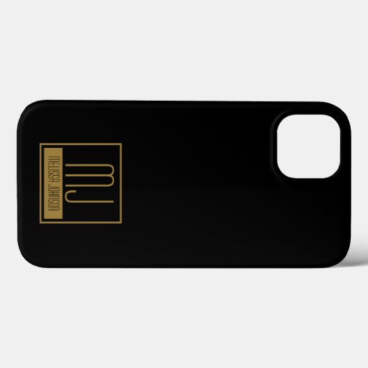 Monogram modern zwart-goudInitiaal Case-Mate iPhone Case (Achterkant (horizontaal))