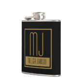 Monogram modern zwart-goudInitiaal Heupfles (Links)