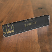 Monogram modern zwart-goudInitiaal Naambordje (Zijkant)