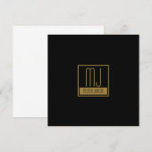 Monogram modern zwart-goudInitiaal Notitiekaartje (Voorkant / Achterkant)