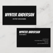 Monogram Modern Zwart Minimale Aangepaste Naam Visitekaartje (Voorkant / Achterkant)