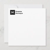 Monogram Modern Zwart Persoonlijk Script Notitiekaartje (Voorkant)