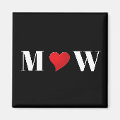 Monogram modern zwart rood hart magneet (Voorkant)