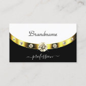 Monogram modern zwart-wit Gold Border Visitekaartje (Voorkant)
