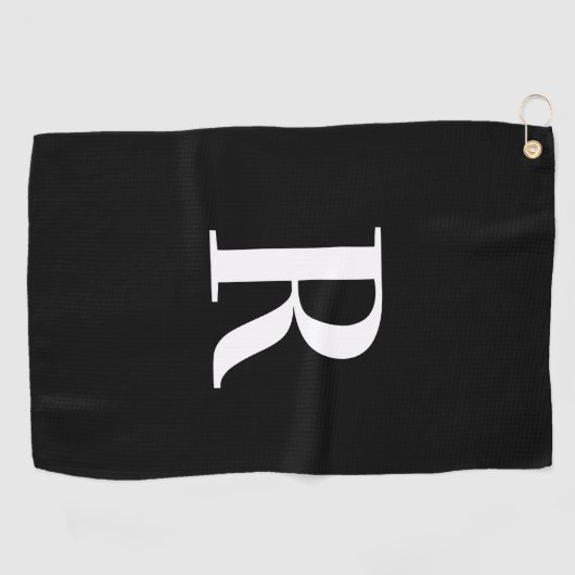 Monogram modern zwart-wit golfhanddoek (Horizontaal)