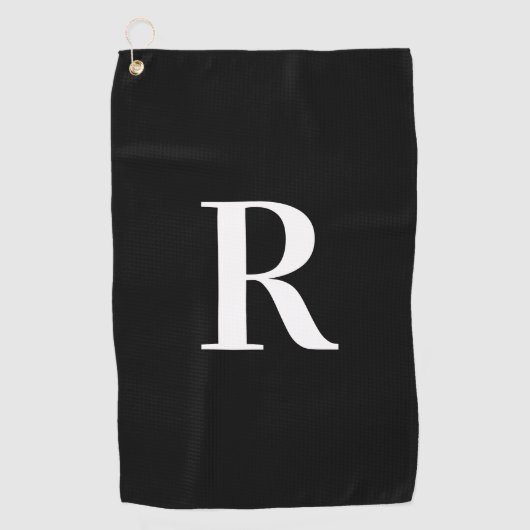Monogram modern zwart-wit golfhanddoek (Voorkant)
