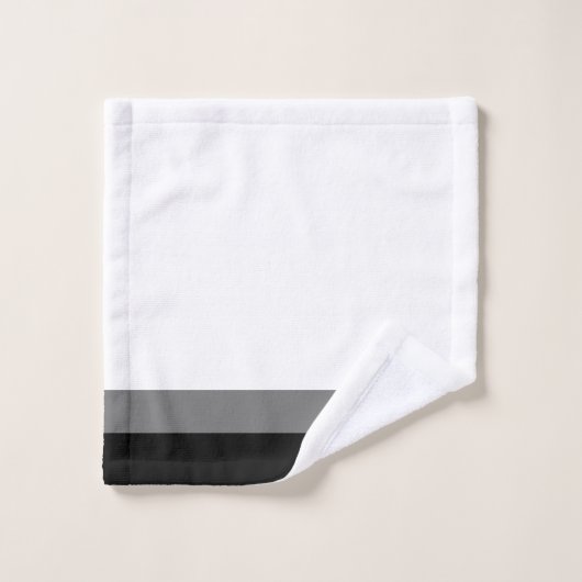 Monogram modern zwart-wit grijze stripes bad handdoek (Wasdoekje)