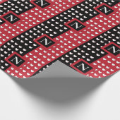 Monogram modern zwart-wit hart cadeaupapier (Hoek)