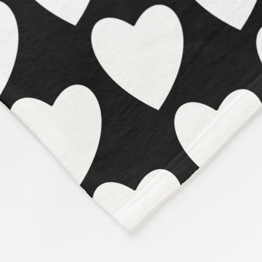 Monogram modern zwart-wit hartpatroon fleece deken (Hoek)