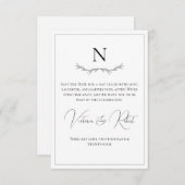 Monogram Modern Zwart & Wit Save The Date (Voorkant / Achterkant)