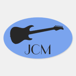Monogram Modern Zwarte Elektrische Gitaar, Korensc Ovale Sticker