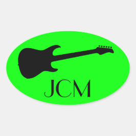 Monogram Modern Zwarte Elektrische Gitaar, Lime Gr Ovale Sticker