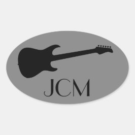 Monogram Modern Zwarte Elektrische Gitaar, Middelg Ovale Sticker