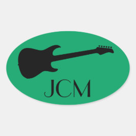 Monogram Modern Zwarte Elektrische Gitaar, Shamroc Ovale Sticker