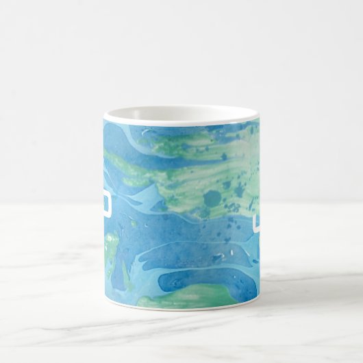 Monogram Moderne Abstracte Art Blue Sjabloon Koffiemok (Center)