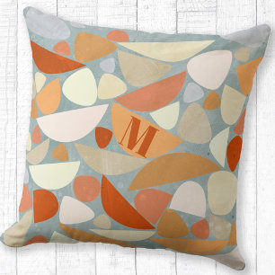 Monogram Moderne Abstracte vormen Oranje Kussen