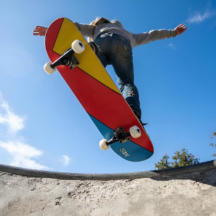Monogram Moderne Bauhaus Rood & Blauw Kleurblok Persoonlijk Skateboard