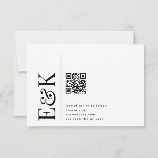 Monogram Moderne bewerkbare QR Code Foto Zwart Wit Save The Date (Achterkant)