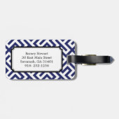 Monogram moderne blauwe abstracte geometrische pat bagagelabel (Achterkant horizontaal)