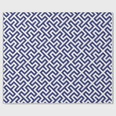Monogram moderne blauwe abstracte geometrische pat cadeaupapier (Vlak)
