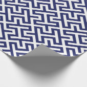 Monogram moderne blauwe abstracte geometrische pat cadeaupapier (Hoek)