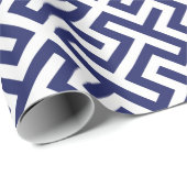 Monogram moderne blauwe abstracte geometrische pat cadeaupapier (Rol Hoek)