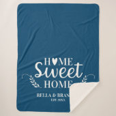 Monogram Moderne Blauwe Pas getrouwd Vastgestelde  Sherpa Deken (Voorkant)