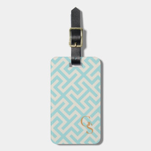 Monogram moderne blauwgroen griekse belangrijke ge bagagelabel