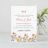 Monogram moderne bloem Minimalistische Casual brui Kaart (Staand voorkant)