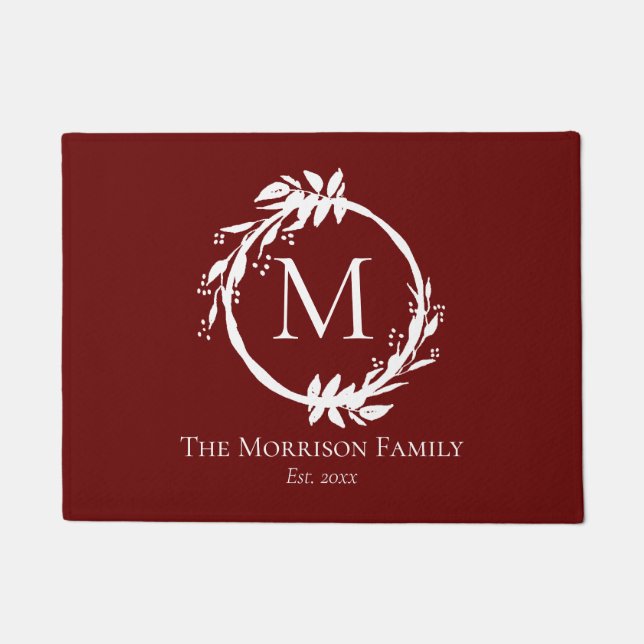 Monogram moderne Bourgogne White - naam familie Deurmat (Voorkant)